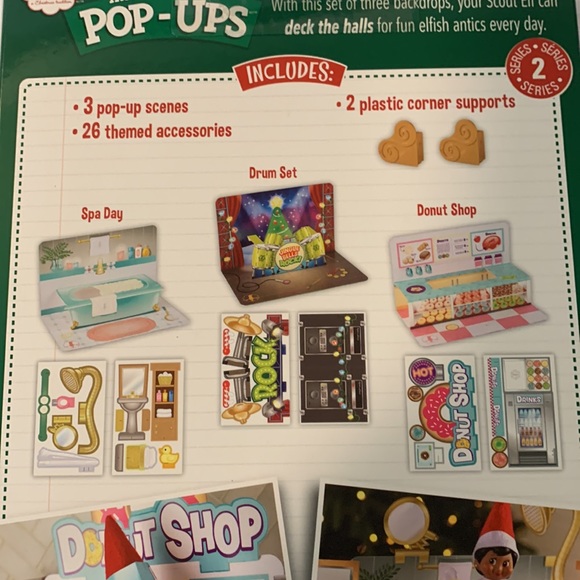 The Elf on the Shelf Insta-Moment Pop-Ups 3 Scenes Donut Shop Spa Day Rock Music - Picture 3 of 3